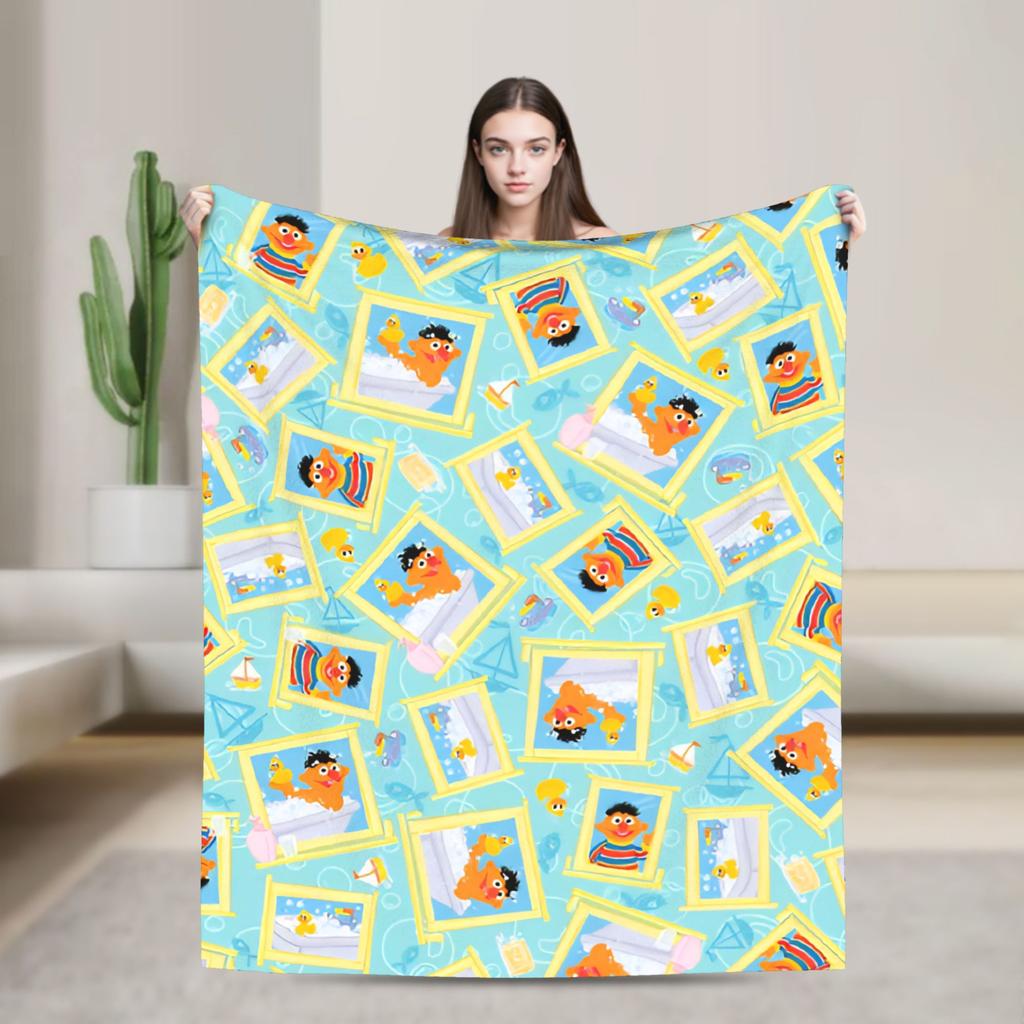 Oscar the Grouch Big Face Blanket S-Sesames Streets Warm Soft Plush Bedding Throws For Couch Chair Sofa Bed Bedspread Bed Cover