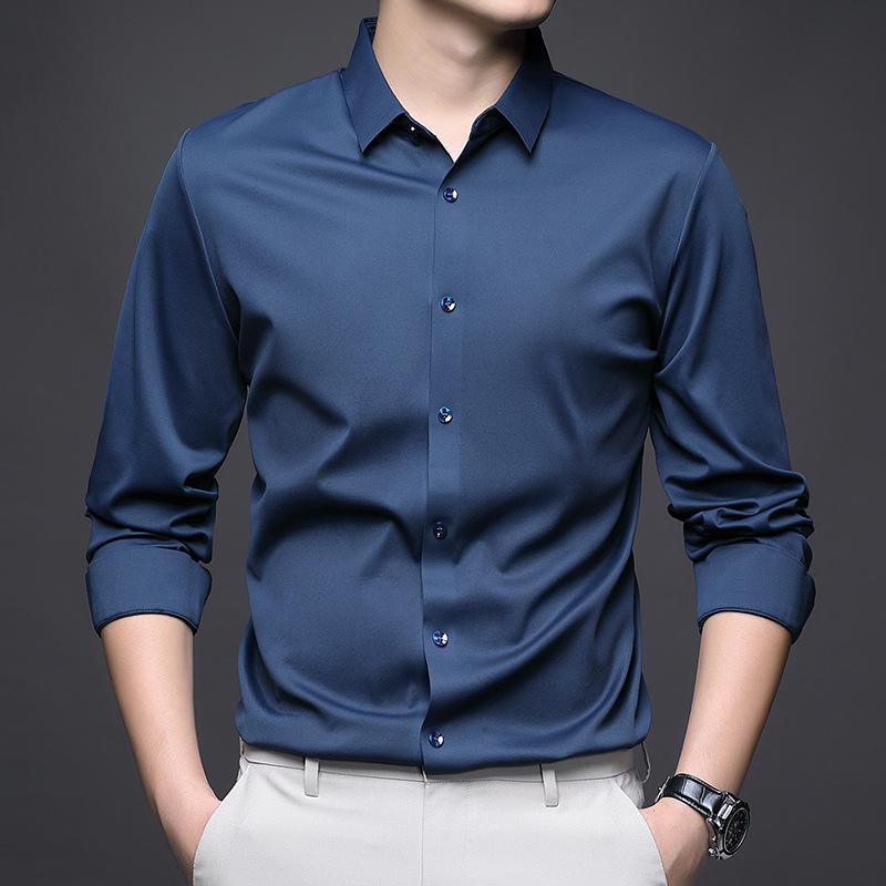 

Мужские рубашки, новый стиль, легкие, роскошные, высококачественные, бесшовные, не требующие глажки, с длинными рукавами, молодежная мода, корейский стиль, трендовые зимние топы с бархатом XXXXL