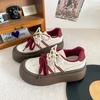 A9858 Latex Insole/popular Thick-soled German Training Shoes Women's 2024 New Autumn Leather Surface Hong Kong Style Board Shoes Little White Shoes