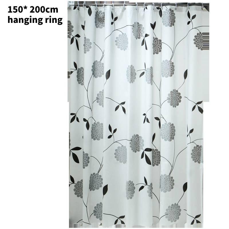 Shower Waterproof Bathroom Curtain Black Peony Kitchen Balcony Partition Bedroom