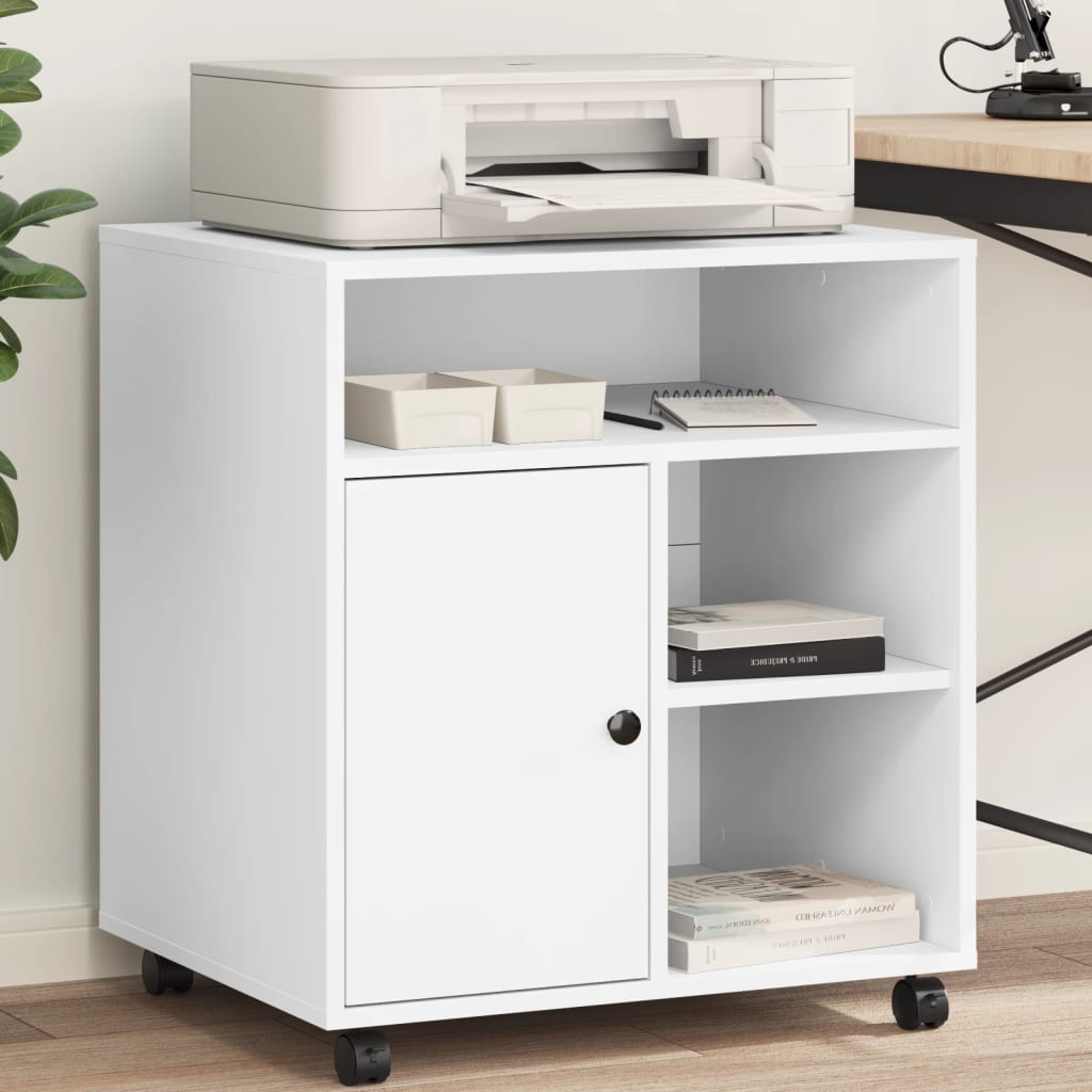 Vidaxl Printer Stand, With Wheels, White, 60X50X67 Cm