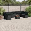 Vidaxl 11-Cz. Garden Lounge Set, Cushions Black Rattan Pe