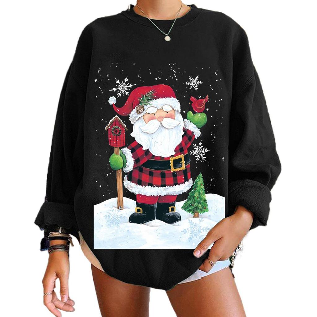 Women's Santa Claus Christmas Round Neck Sweatshirt