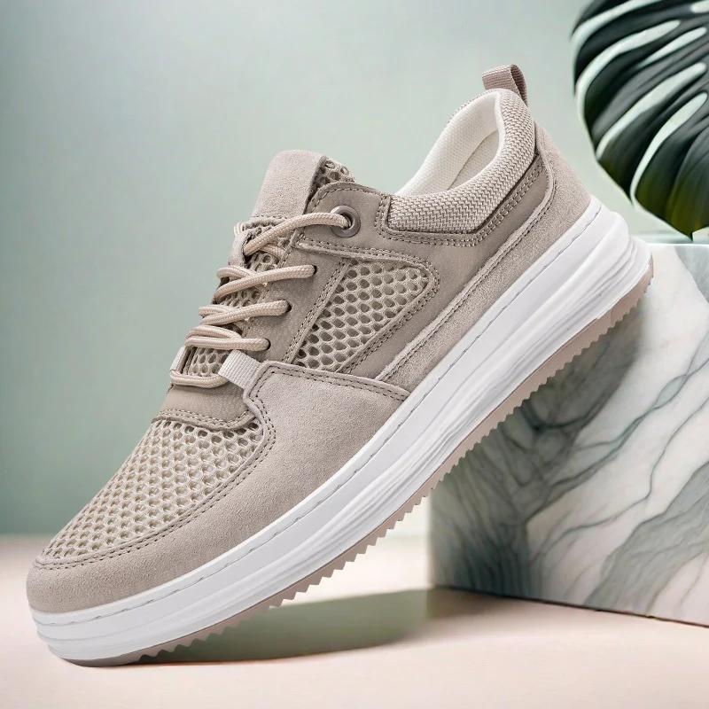 

Fashion Spring Men s Fashion Comfortable Inner Height Increasing Lace Up Board Shoe Brand Men s Outdoor Breathable Sports Leisure Shoes 38