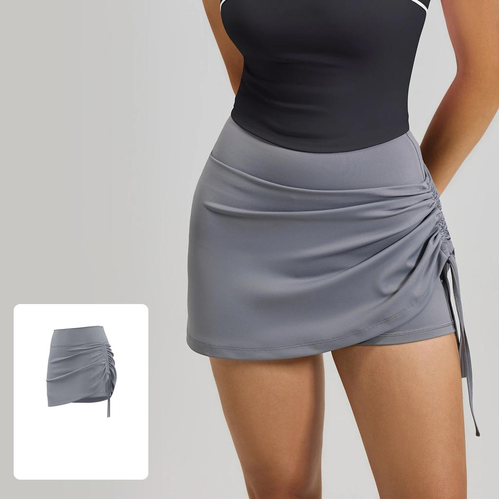 New Summer Wrinkled Sports Skirt Female Anti Exposure High Waisted Running Fake Two Piece Short Yoga Shorts for Women