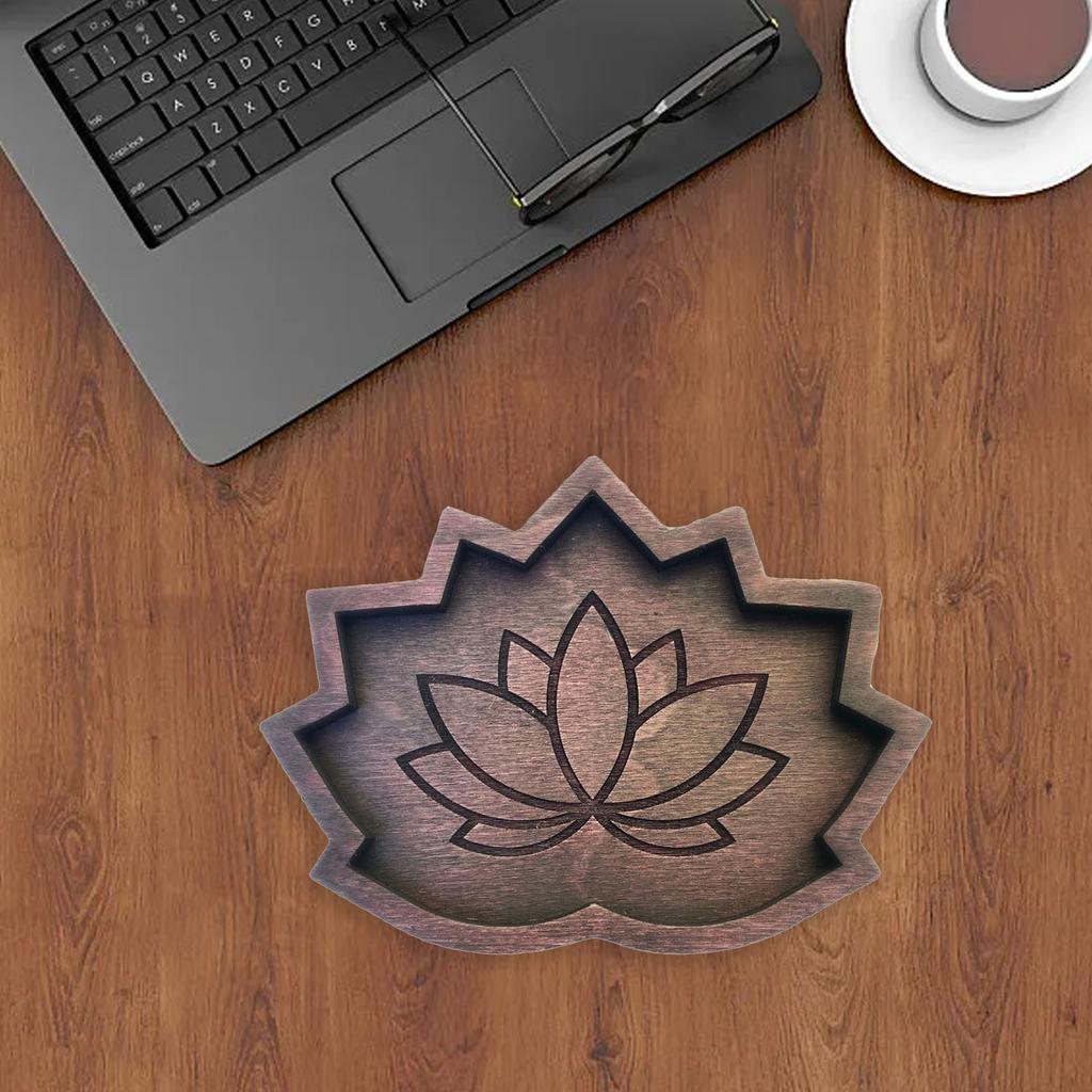 Wooden Tray Desktop Accessories Flower Wooden Crystal Storage Holder Display Tray Desk Accessories Room Decor