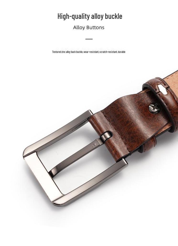 Men's Retro Pin Buckle Cowhide Belt - Versatile, Casual, Genuine Leather, High-End Feel, Hot Item.