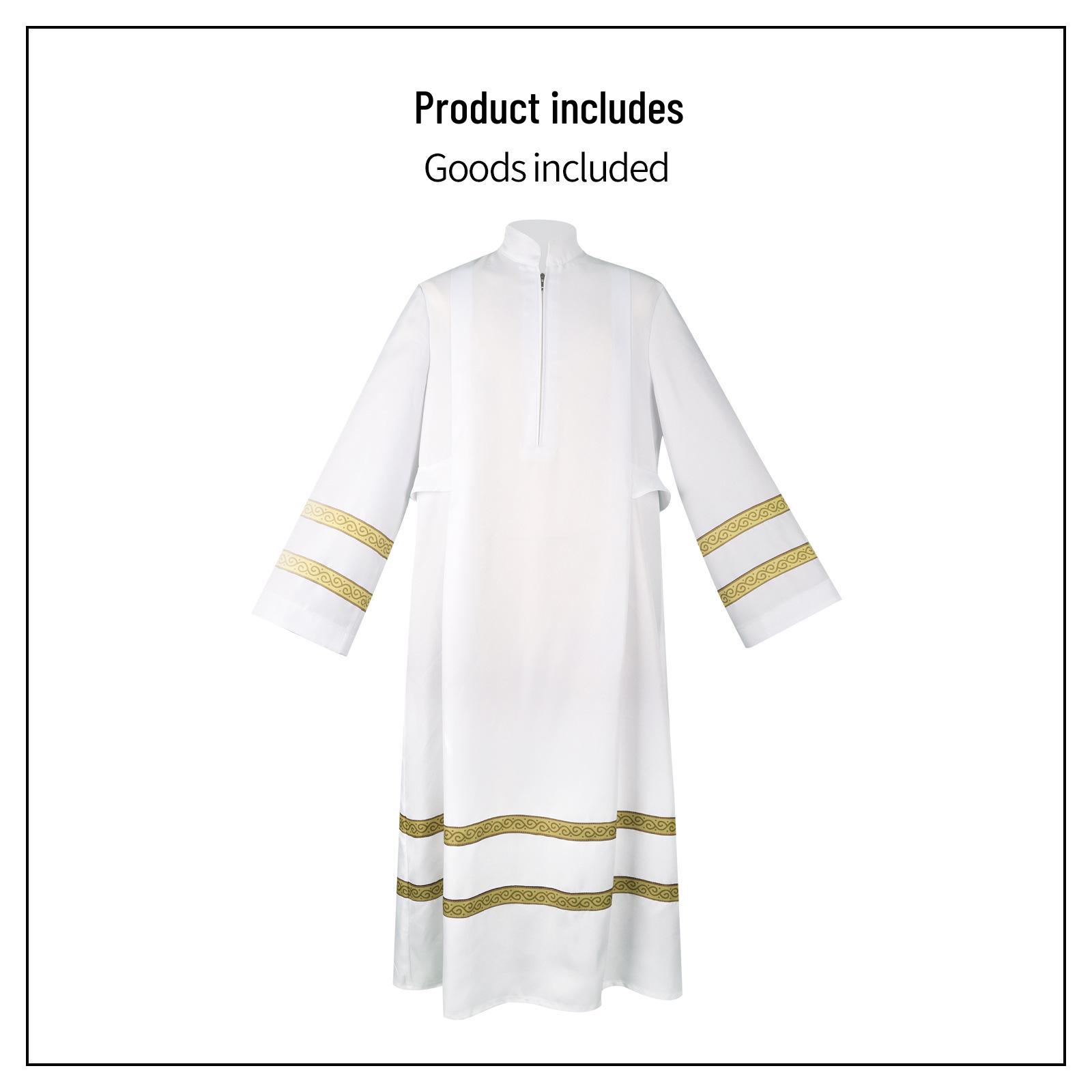 

Средневековая белая священническая ряса Косплей Костюм верующего в церковь Аниме Костюм Платье Одежда для выступлений XL