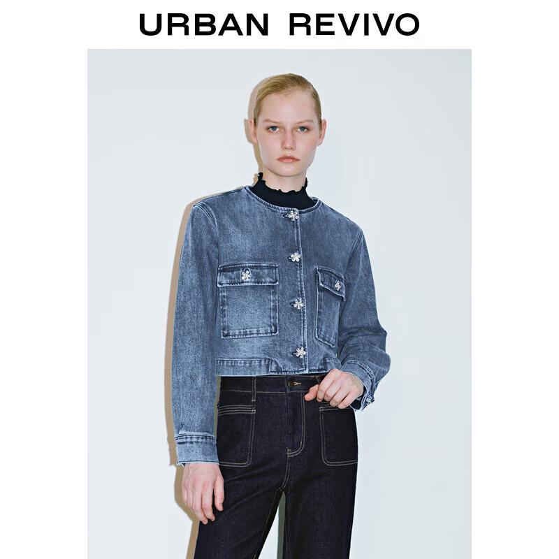 

Женская джинсовая куртка UR с круглым вырезом и пуговицами в виде цветов S