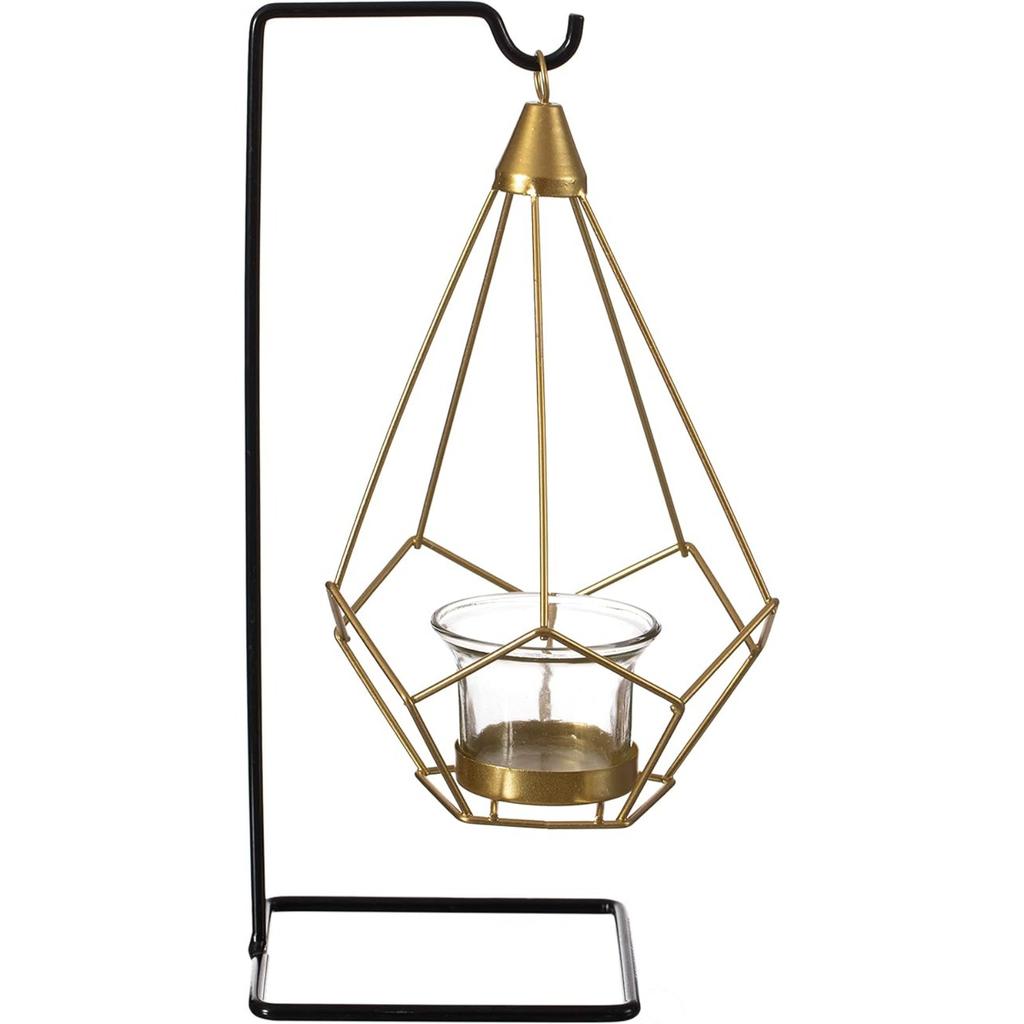 Geometric Free Swinging Votive Candle Holder Decorative Modern Hanging Lantern Tabletop Centerpiece