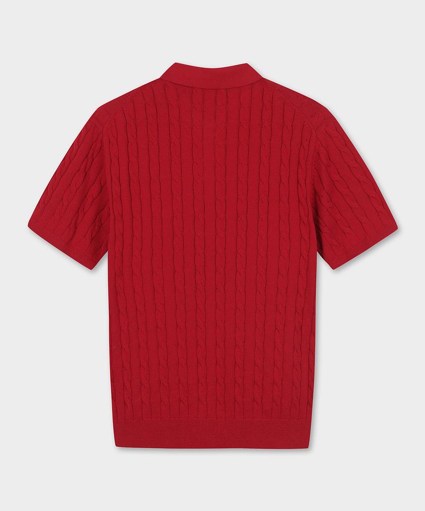 BROOKS BROTHERS Cotton Cable Polo Short Sleeve Sweater (Red) (Bbwtmo204Adfm)