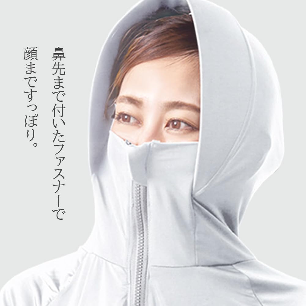 Alphax Rash Guard UV Protection Cooling Touch UV Protect Hoodie Shine Ice Blue M Size Women's