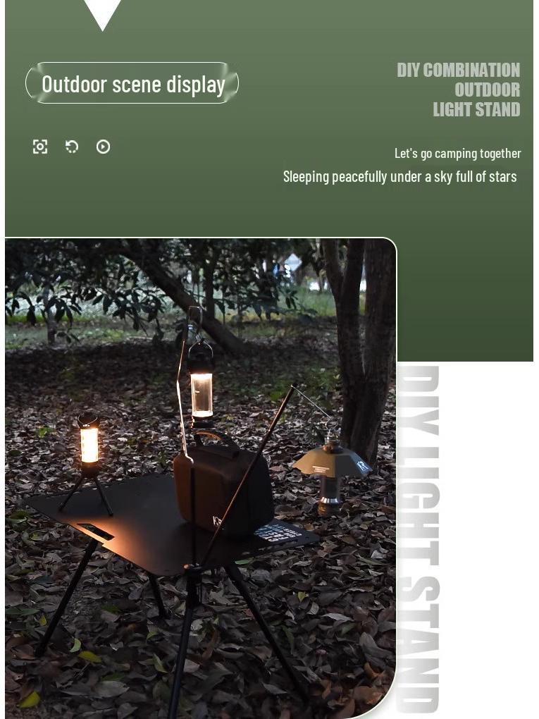 Outdoor Foldable Aluminum Alloy Tactical Lamp Stand for Camping