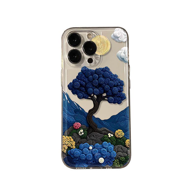 Ins Style Oil Painting Phone Case: Compatible with iPhone 11/12/16/17 Pro Max; Full Coverage, Drop-Proof, Soft XR Case