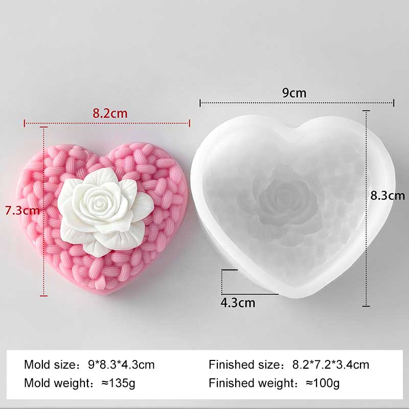 DIY Valentine's Day Love Rose Silicone Mold Handmade Soap Candle Making Supplies Heart Shaped Rose Aroma Gypsum Resin Mould