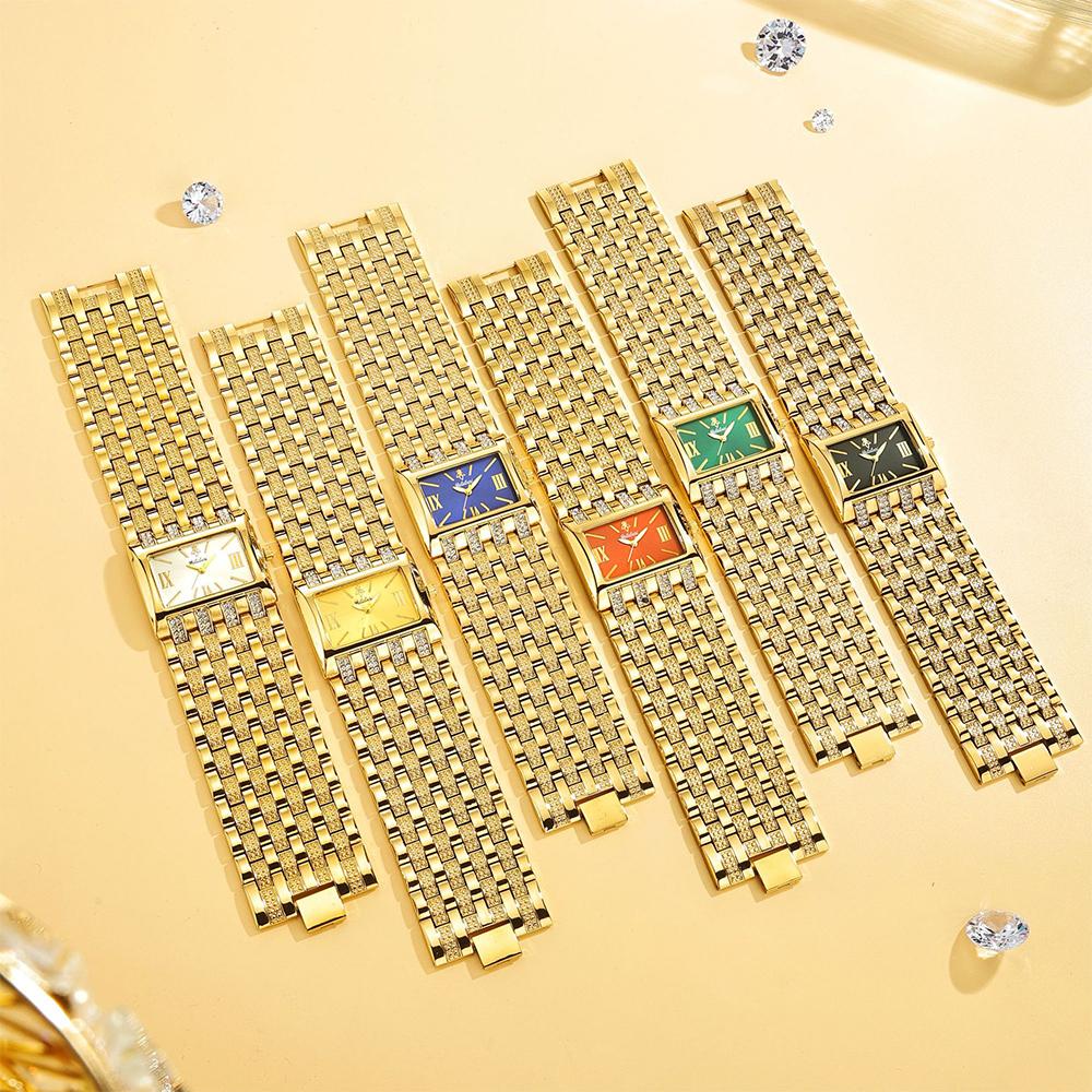 Yalalusi Square-Dial Women's Watch Luxury Diamond-Set Bracelet Quartz Wristwatch Versatile Women's Watch Stylish Gift for Women