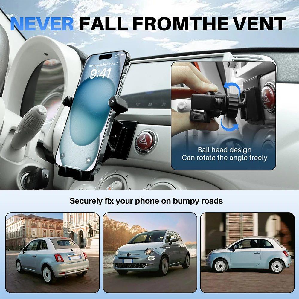 Supporto per Telefono Gravitazionale per Auto per Fiat 500 2008-2023 Abarth 595 2012-2017 2018 2019 2020 2021 2022 2023 Staffa Rotante Accessori