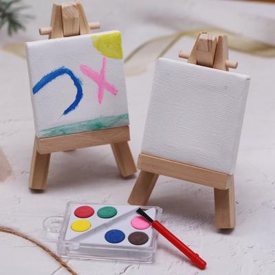 1Pc Dollhouse Mini Wooden Art Frame Miniature Gallery Scene Doll Painting Props Oil Painting Frame Pigment Box Model Accessories