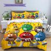 M&M's Muster Bettwäsche, Steppbett Set Bettbezug Kissenbezug Zuhause Geburtstagsgeschenk (1 Bettbezug + 2 Kissenbezüge, ohne Füllung)