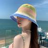 Straw Hat Women's Summer New Cute Flower Seaside Hollow Rolled Edge Lafite Sunshade Hat Face Covering Dome Beach Hat