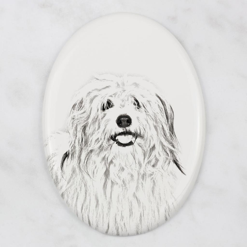 Coton de Tulear, Cotie - commemorative plaque with a photo of a dog, tombstone with a print, personalized oval plaque from the Art-Dog brand