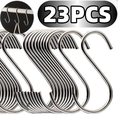 23pcs S - Shaped Hook Set - Multifunctional Metal Hooks, Suitable for Kitchen, Bathroom, Garage and Garden | Fashionable Wardrobe Organizer