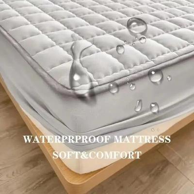 Waterproof Quilted Mattress Cover Solid Color Mattress Protector Cover for Bedroom Anti-bacterial Bed Cover No Pillowcase