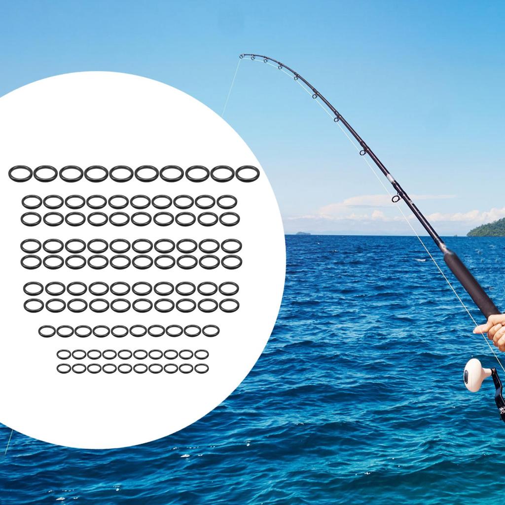 100 Pieces Fishing Rod Tips Replacement Kit Eye Rings Set Building Line Repair Fishing Rod Guides Repair Kit for Fishing Lovers