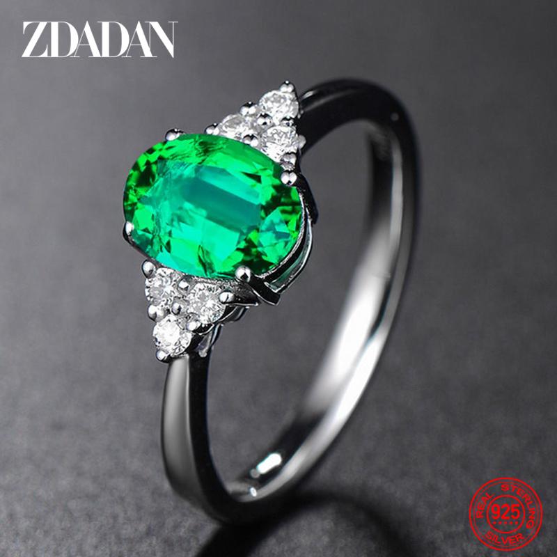 925 Silver Round Sapphire Ring for Women Fashion Wedding Jewelry