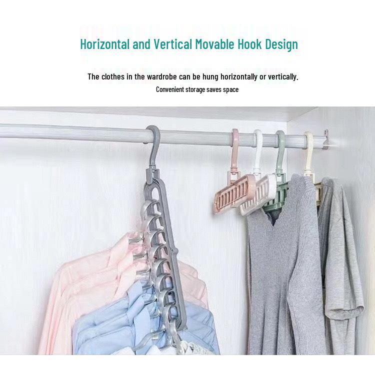 Magic Nine-Hole Anti-Slip Folding Hanger: Multi-functional Clothes Drying and Storage Solution