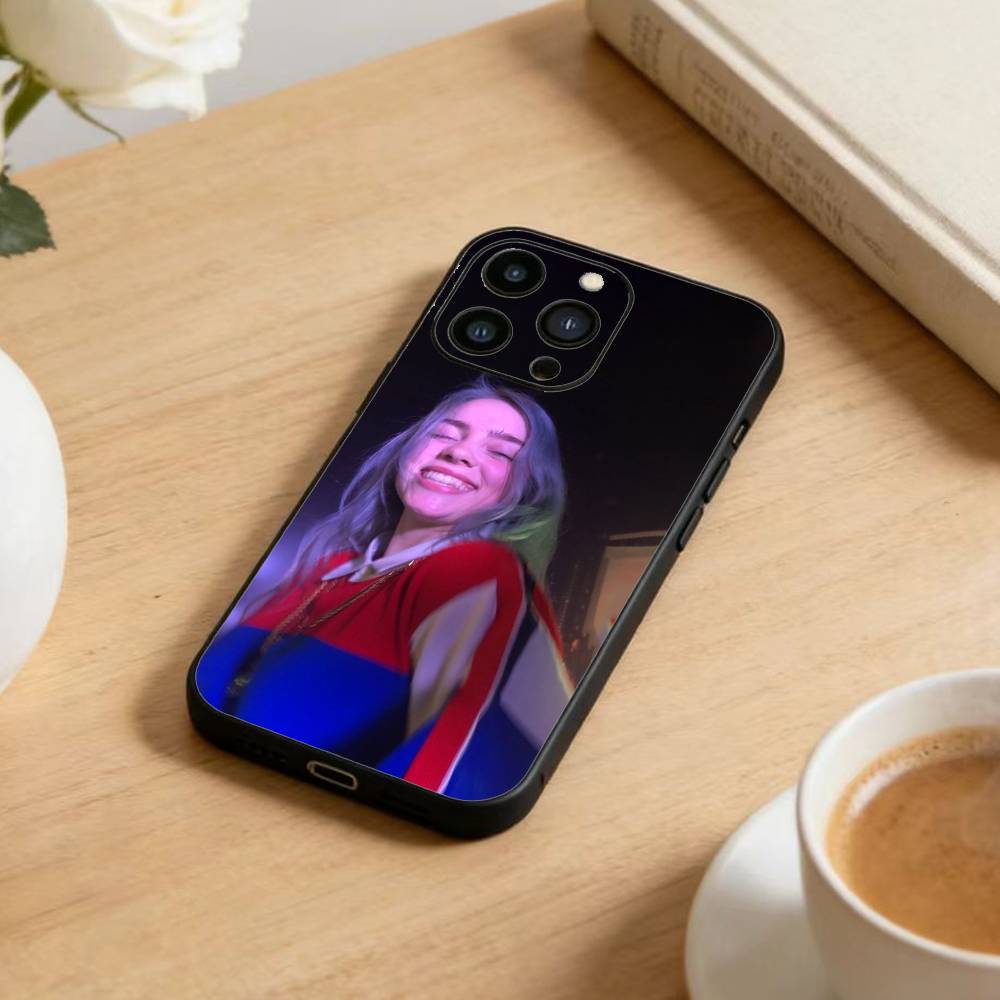 S-Singer B-Billie Eilish Phone Case For iPhone17,16,15,14,13,12 Plus,Max Soft Silicone Black Cover