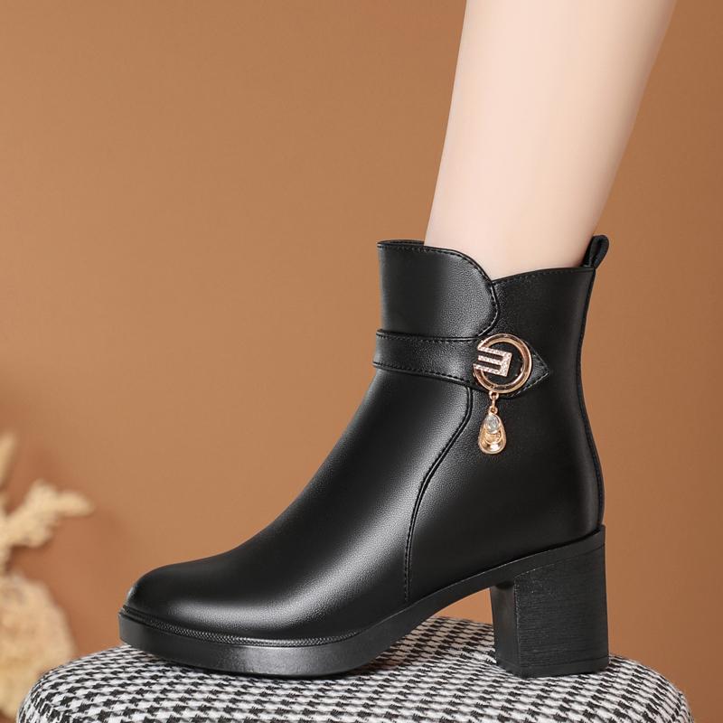 Fashion AIYUQI Women's High Heel Boots 2025 Winter Wool Warm Women's Dress Boots Non-slip Stylish Women's Ankle Boots