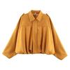 Womens Suede-Like Faux Suede Bomber Jacket With Lapel Collar Zipper Button Loose Streetwear Outerwear
