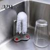 Hand Free Cleaner Suction Cup Bottle Brush, Wall Mounted Rotating Cleaning Scrubber, Plastic Home Kitchen Gadget Thick Bristles Sink Accessory