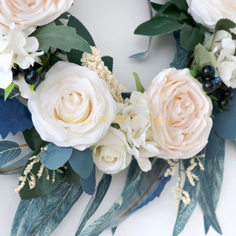 Spring Season Blue Rose Wreath Wedding Birthday Party Decoration Top Sale