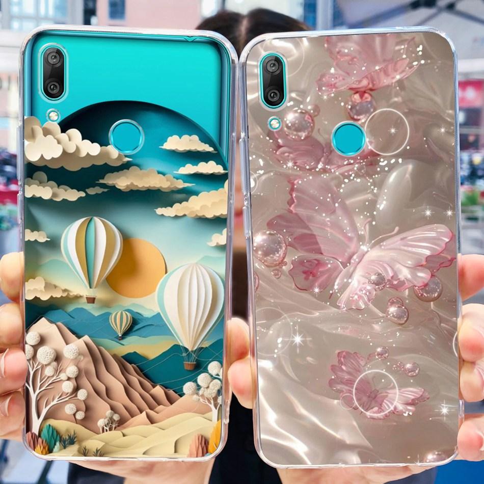 For Huawei Y7 2019 Phone Case Huawei Y7 Prime Pro (2019) DUB-LX1 LX2 LX3 Cute Panda Flower Pattern Soft Silicone TPU Cases