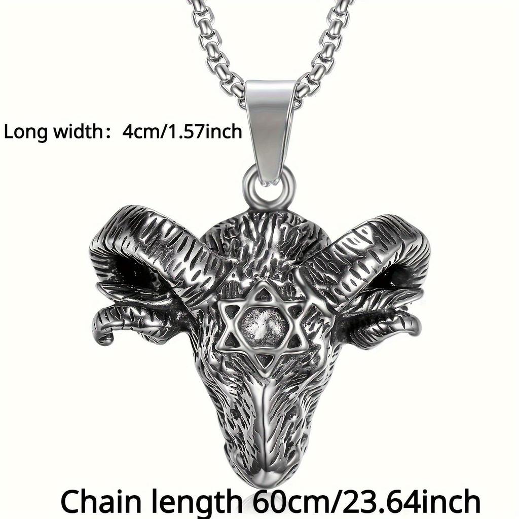 Klassische Mode Persönlichkeit Satan Schafskopf Sechs Sterne Herren Anhänger Halskette