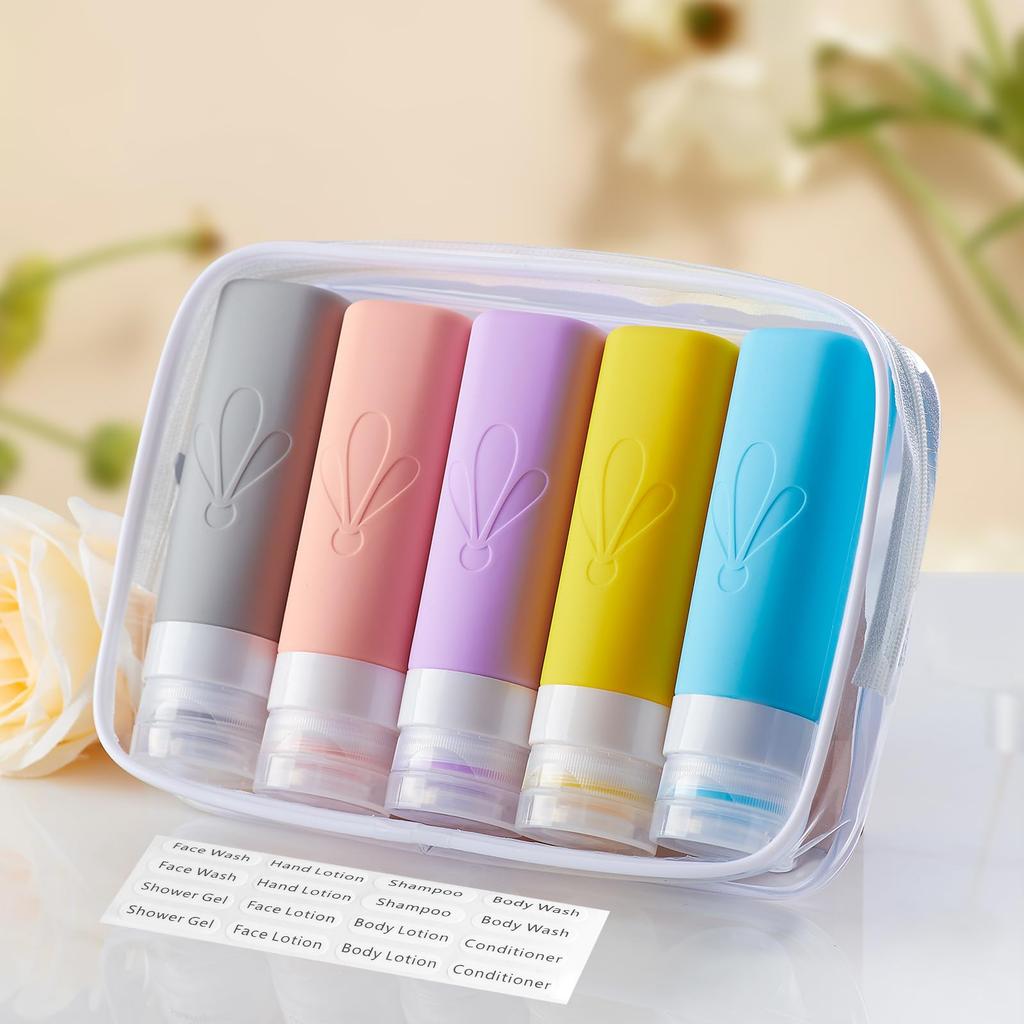 by Cabin Travel Bottle 90ml Travel Set Special Triple Lid Food Grade Travel Convenience Shampoo TSA Business Storage Pouch Waterproof Label