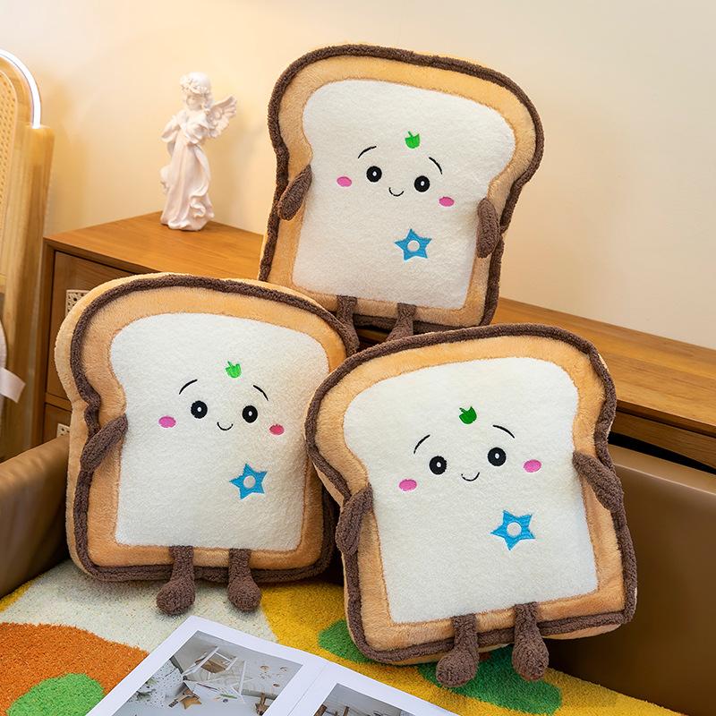 Creative Cute Toast Bread Pillow for Girls Sleeping Plush Toys Doll Office Artifact Sitting Cushion
