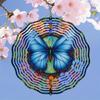 Metal Wind Spinner with Blue Butterfly and Multicolor Floral Design 2D Kinetic Garden Decor Outdoor Art Creative Gift for Home and Garden