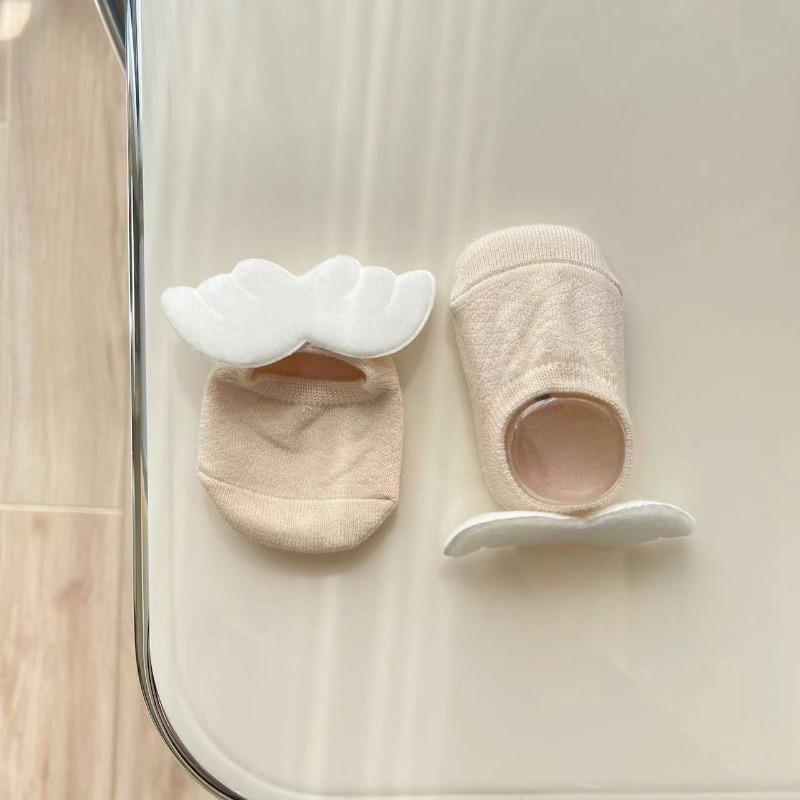 Chaussettes Ailes d'Ange pour Bébés Garçons Coton Élastique Couleur Unie Chaussettes Nouveau-nés Filles Printemps Été Antidérapantes Sol Coupe Basse pour