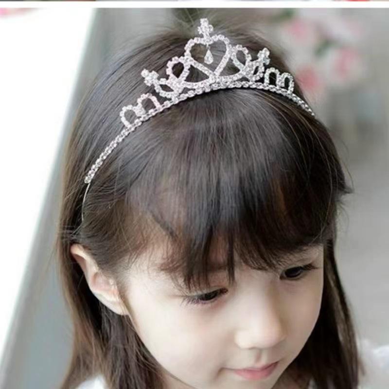 High-End Crown Headgear Princess Children'S Light Luxury Crystal Crown Birthday Gift Girls Stage Performance Crown Hair Accessories