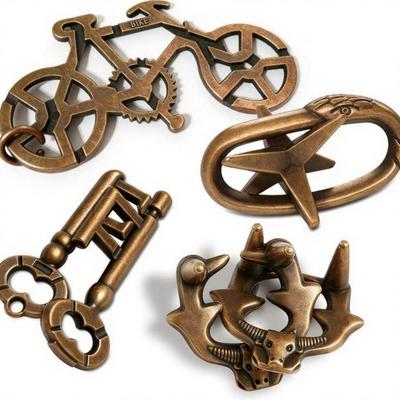 4Pcs Metal Brain Teaser Puzzle Lock Educational 3D Lock Game Kids Adults Mind Logic IQ