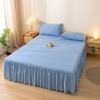 Korean Skin-Friendly Bed Skirt: Brushed Solid Color, Four Seasons, Anti-Pill, Fade & Shrink Resistant