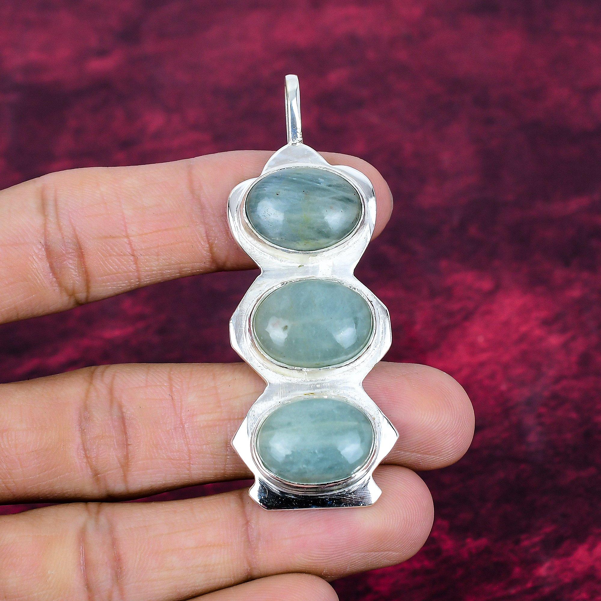 

Подвеска с аквамарином, Подвеска из стерлингового серебра 925 пробы, Ювелирное изделие ручной работы в античном стиле, Подарок для мамы 2.15 Inches