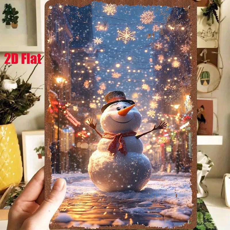 D Flat pc D Flat Metal Sign Featuring The Vintage Tin Painting of Snowman Olaf Measuring X Inches X Cm Depicts