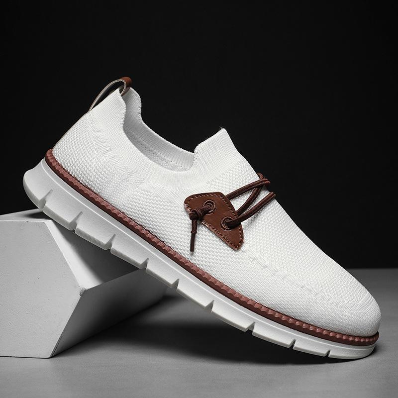 Fashion Men's Knit Elastic Cloth Shoes Mesh Sneakers Slip On Lightweight Walking Shoes  Fashion Solid Tenis Male Footwear Plus Size 48