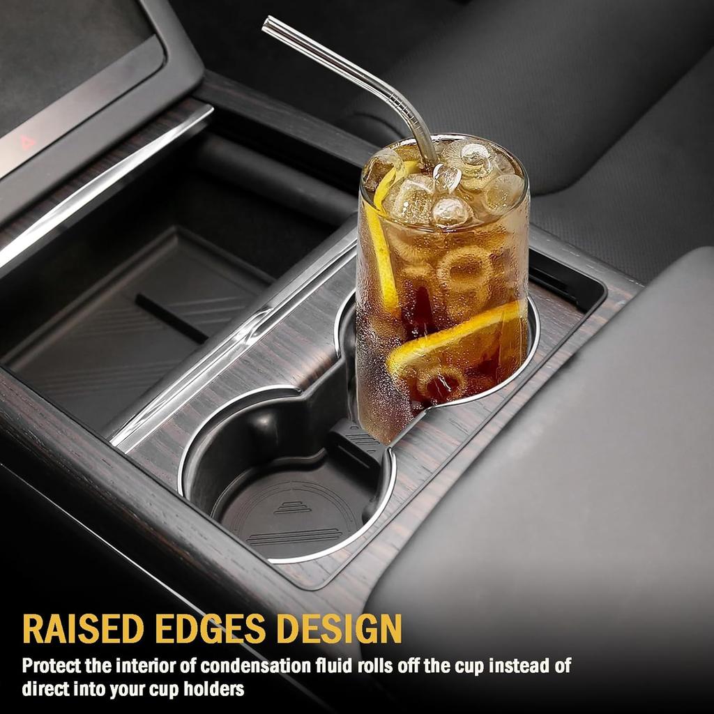 For Tesla Model 3 Y S X Cup Coasters - Model Y 2025, Model 3 2024 2025, Model S/X -2025 Non-Slip Cup Holder Ert Mat Washable & Silicone Coasters