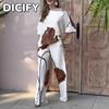 DICFY Women's Fashion Casual Short Sleeve Pants Suits