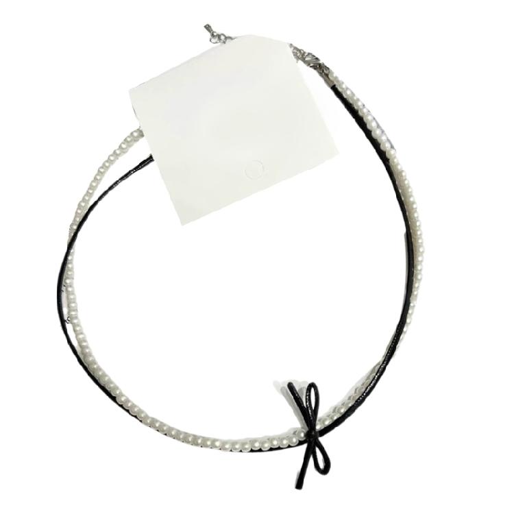 Бусы-чокер с подвеской-бантом, двойной слой, женские украшения